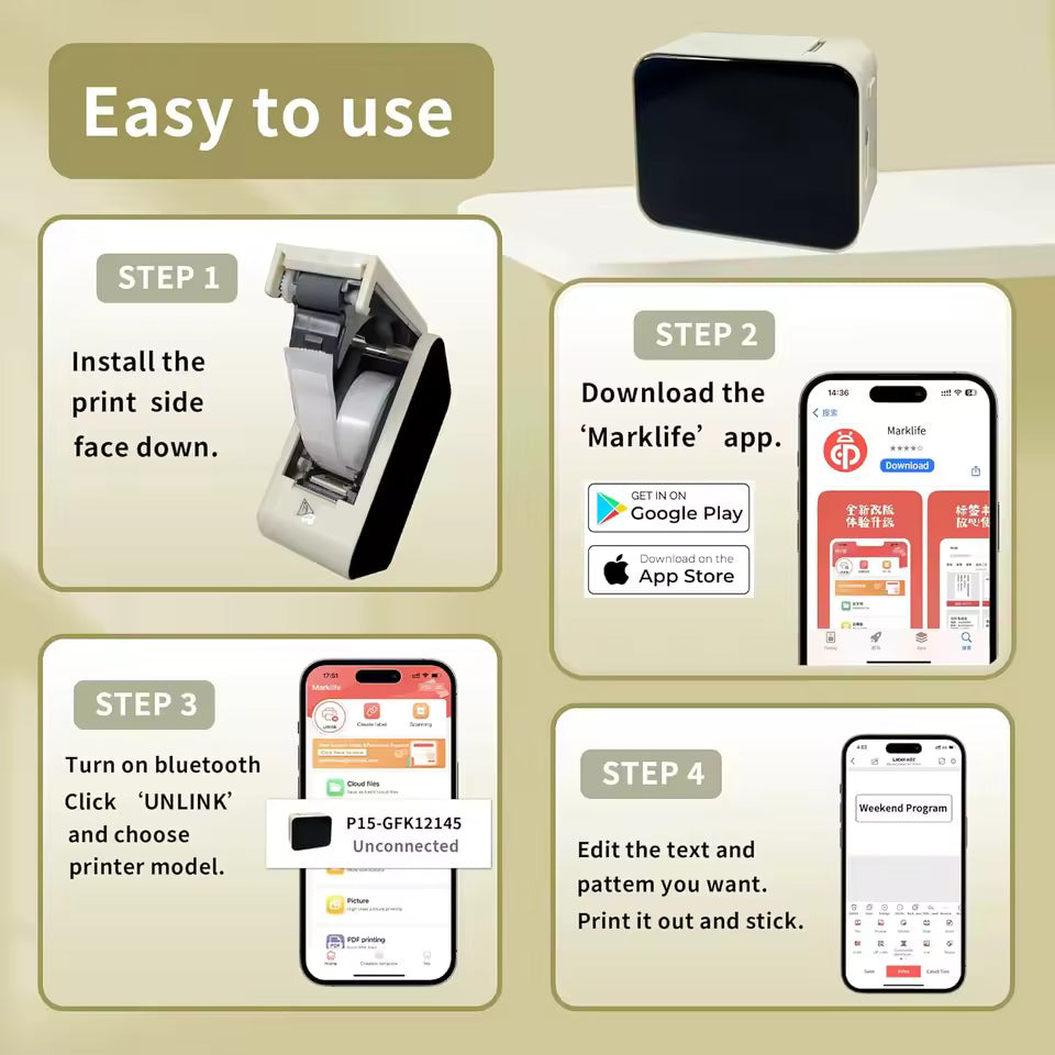Portable Mini Bluetooth Thermal Label Printer